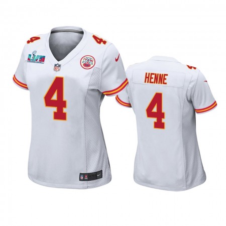 Nainen Kansas City Chiefs NFL Pelipaita Chad Henne 4 Game Valkoinen Super Bowl LVII